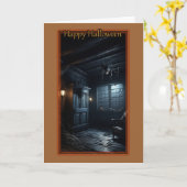 Spookhuis met Giant Spider Halloween Kaart (Gele Bloem)