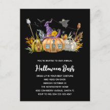 Spookhuis met pompoen met geesten en vleermuizen