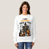 Spookhuis met pompoenen en spoken! trui (Voorkant volledig)