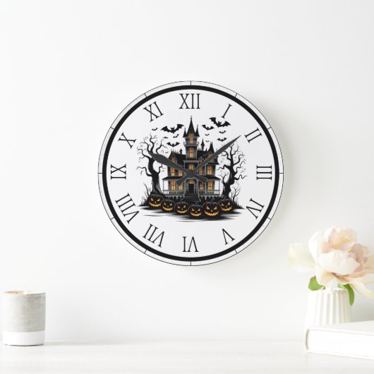 Spookhuis met pompoenen en vleermuizen Halloween Grote Klok (Huis)