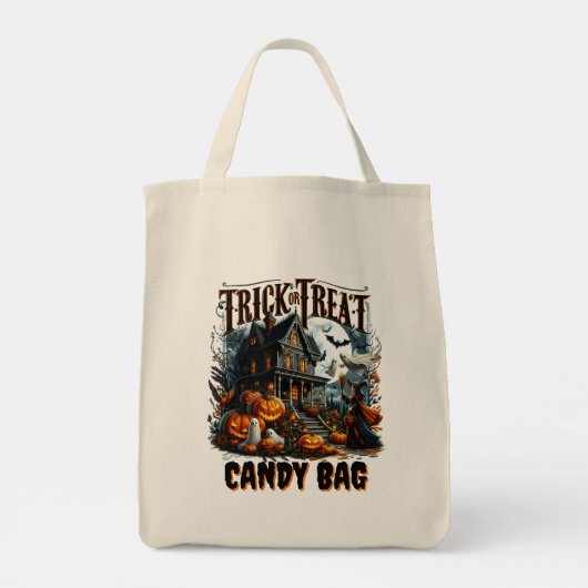 Spookhuis met pompoenen voor Halloween! Tote Bag (Achterkant)