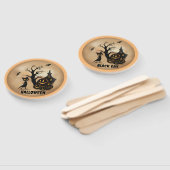 Spookhuis met zwarte kat handwaaier (Niet-gemonteerd)