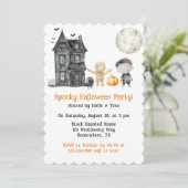 Spookhuis mummie en vrienden Halloween Party Kaart (Staand voorkant)