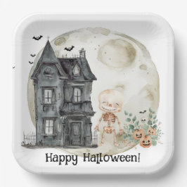 Spookhuis mummie en vrienden Halloween Party Papieren Bordje