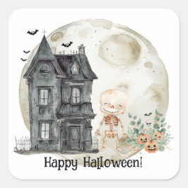 Spookhuis mummie en vrienden Halloween Party Vierkante Sticker