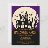 Spookhuis op een heuvel Halloween Party Kaart (Voorkant)