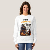 Spookhuis pad gevuld met pompoenen en geesten trui (Voorkant volledig)