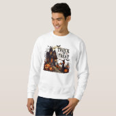 Spookhuis pad gevuld met pompoenen en geesten trui (Voorkant volledig)