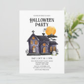 Spookhuis Spooky Ghost Halloween Party Kaart (Staand voorkant)