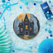 spookhuis | Spooky Halloween Party Papieren Bordje (Feest)