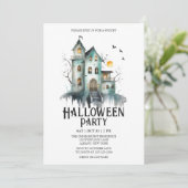 Spookhuis Spooky kostuum Mint Halloween Party Kaart (Staand voorkant)