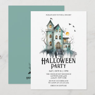 Spookhuis Spooky kostuum Mint Halloween Party Kaart