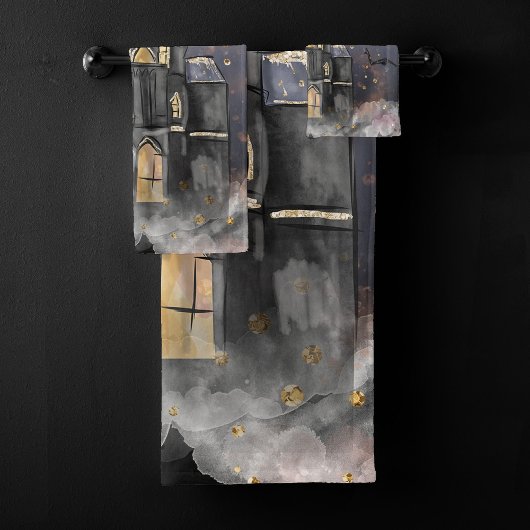 spookhuis | Spooky Volle Maan Boom en Bats Bad Handdoek