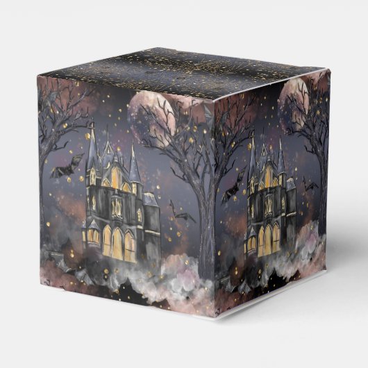 spookhuis | Spooky Volle Maan Boom en Bats Bedankdoosjes (Achterkant)