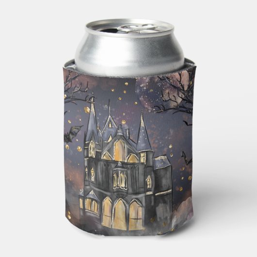 spookhuis | Spooky Volle Maan Boom en Bats Blikjeskoeler (Blikje Voorkant)