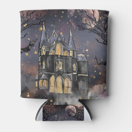 spookhuis | Spooky Volle Maan Boom en Bats Blikjeskoeler (Voorkant)