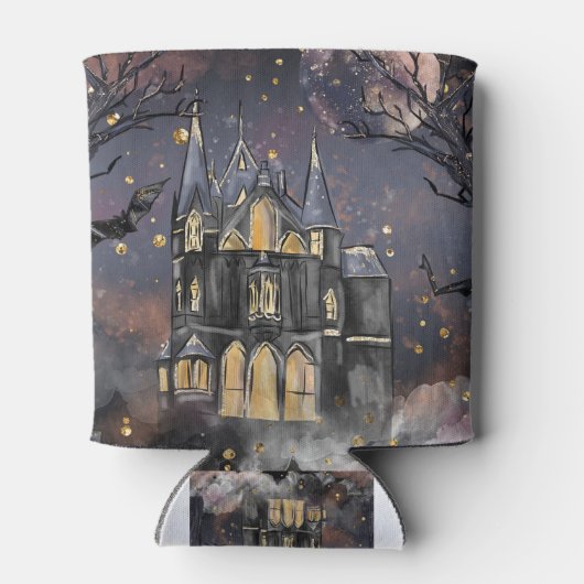 spookhuis | Spooky Volle Maan Boom en Bats Blikjeskoeler (Achterkant)