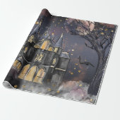 spookhuis | Spooky Volle Maan Boom en Bats Cadeaupapier (Uitgerold)