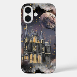 spookhuis | Spooky Volle Maan Boom en Bats iPhone 16 Hoesje