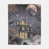 spookhuis | Spooky Volle Maan Boom en Bats Fleece Deken (Voorkant)