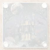 spookhuis | Spooky Volle Maan Boom en Bats Glazen Onderzetter (Achterkant)