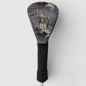 spookhuis | Spooky Volle Maan Boom en Bats Golfheadcover (Voorkant)