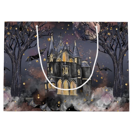 spookhuis | Spooky Volle Maan Boom en Bats Groot Cadeauzakje (Voorkant)