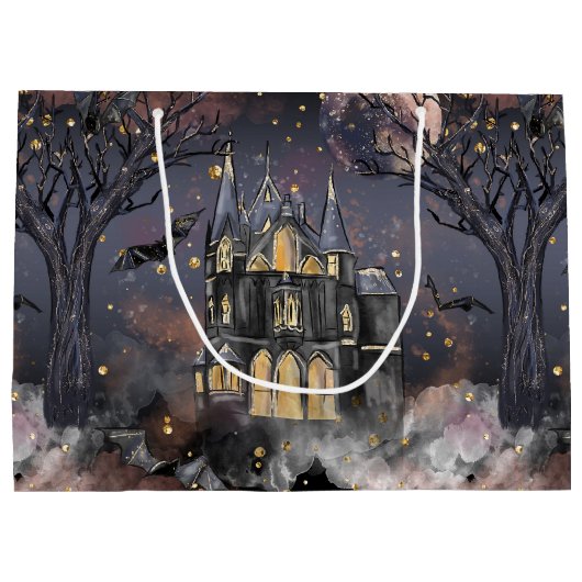 spookhuis | Spooky Volle Maan Boom en Bats Groot Cadeauzakje (Achterkant)