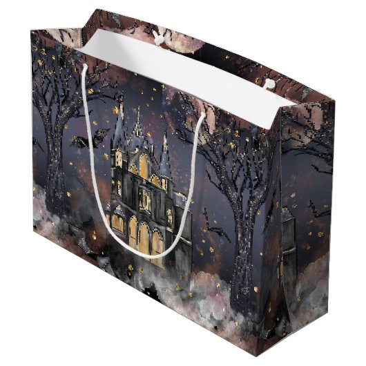 spookhuis | Spooky Volle Maan Boom en Bats Groot Cadeauzakje (Achterkant Gekanteld)