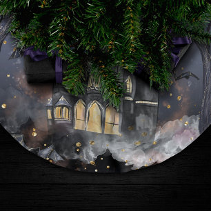 spookhuis   Spooky Volle Maan Boom en Bats Kerstboom Rok