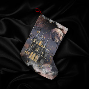 spookhuis Spooky Volle Maan Boom en Bats Kleine Kerstsok