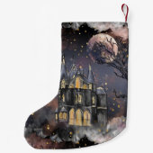 spookhuis | Spooky Volle Maan Boom en Bats Kleine Kerstsok (Achterkant)