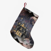 spookhuis | Spooky Volle Maan Boom en Bats Kleine Kerstsok (Voorkant (Hangend))