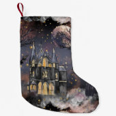 spookhuis | Spooky Volle Maan Boom en Bats Kleine Kerstsok (Voorkant)