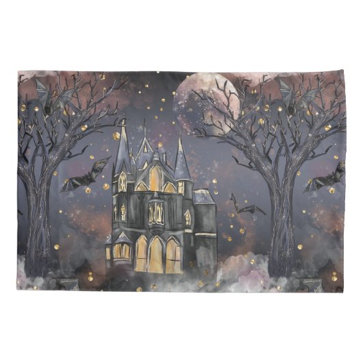 spookhuis | Spooky Volle Maan Boom en Bats Kussensloop (Achterkant)