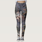 spookhuis | Spooky Volle Maan Boom en Bats Leggings (Voorkant)