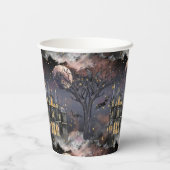 spookhuis | Spooky Volle Maan Boom en Bats Papieren Bekers (Achterkant)