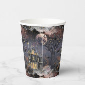 spookhuis | Spooky Volle Maan Boom en Bats Papieren Bekers (Rechts)