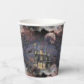 spookhuis | Spooky Volle Maan Boom en Bats Papieren Bekers (Voorkant)