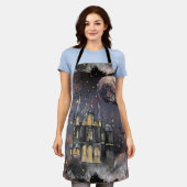 spookhuis | Spooky Volle Maan Boom en Bats Schort (Gedragen)