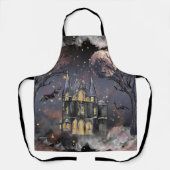 spookhuis | Spooky Volle Maan Boom en Bats Schort (Voorkant)