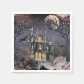 spookhuis | Spooky Volle Maan Boom en Bats Servet (Voorkant)