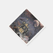 spookhuis | Spooky Volle Maan Boom en Bats Servet (Hoek)