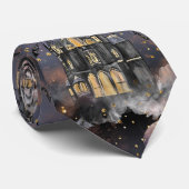 spookhuis | Spooky Volle Maan Boom en Bats Stropdas (Opgerold)