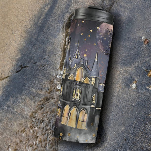 spookhuis   Spooky Volle Maan Boom en Bats Thermosbeker