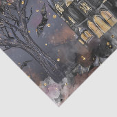 spookhuis | Spooky Volle Maan Boom en Bats Tissuepapier (Detail)