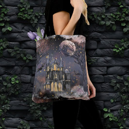 spookhuis | Spooky Volle Maan Boom en Bats Tote Bag