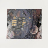 spookhuis | Spooky Volle Maan Boom en Bats Wandkleed (Voorkant (horizontaal))