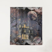 spookhuis | Spooky Volle Maan Boom en Bats Wandkleed (Voorkant)