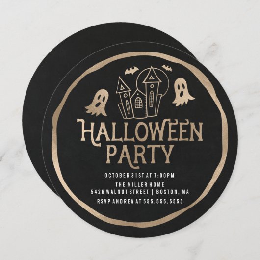 spookhuis | Uitnodiging voor Halloween Party (Voorkant / Achterkant)